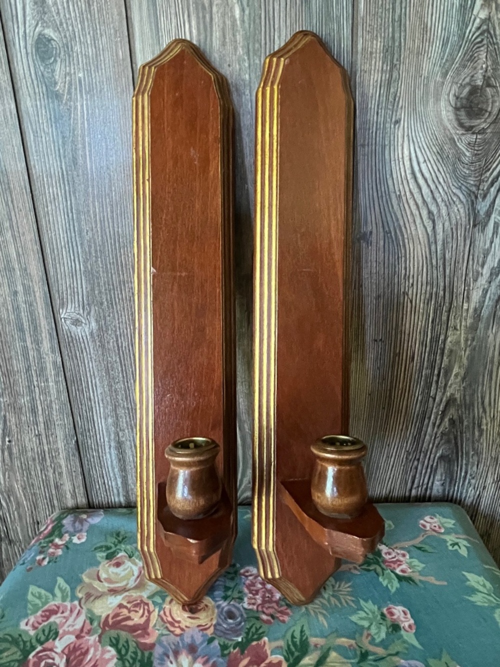 Wooden wall candle holders